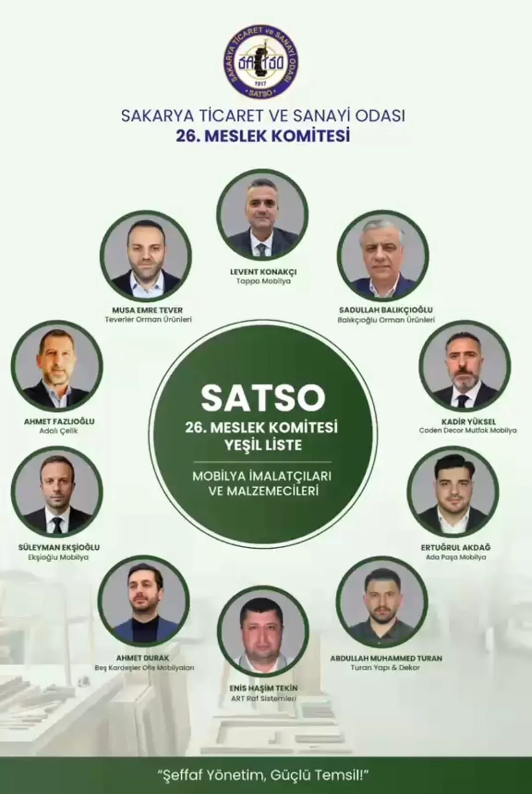 SATSO 26. Meslek Komitesi’nde Levent Konakçı ve Yeşil Liste’den güçlü temsil hedefi
